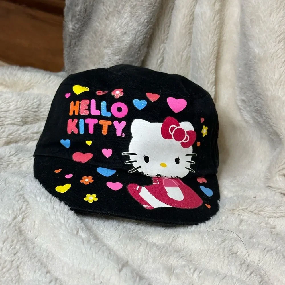 Hello Kitty girls Black cap with multicolored hearts